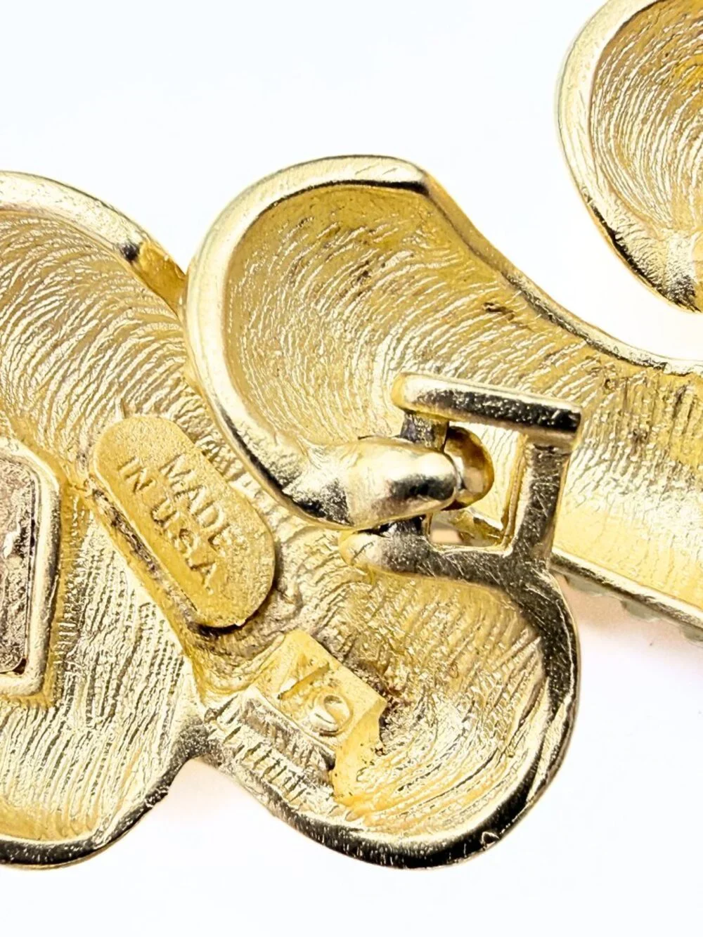 Stunning Signed Textured Gold Plate Modernist Byzantine Collar Necklace